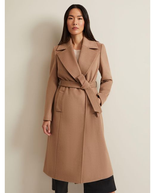 Wool mix trench coat clearance in camel