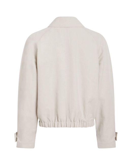 Calvin Klein White Linen Blend Bomber Jacket