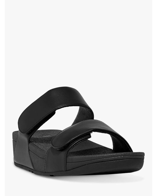 Fitflop Black Lulu Adjustable Strap Leather Slider Sandals