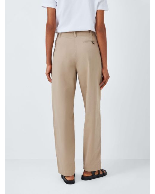 John Lewis Natural Tapered Cotton Blend Chino Trousers