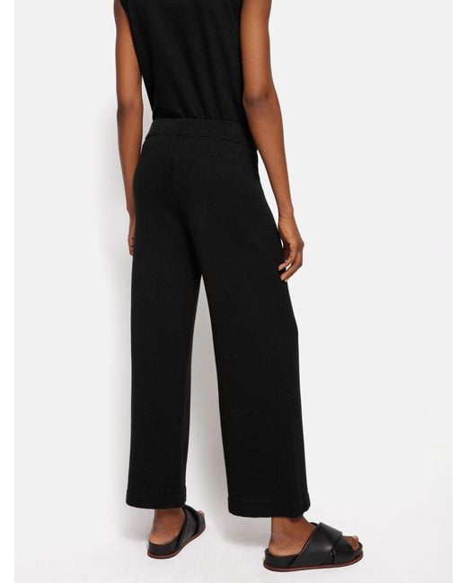 Jigsaw Black Linen Cotton Blend Knitted Pull-on Trousers