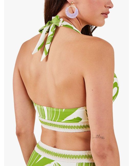 Accessorize Green Squiggle Halterneck Bikini Top