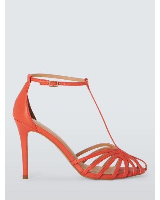 John Lewis Red Melody Leather Caged Strappy Stiletto Heel Sandals
