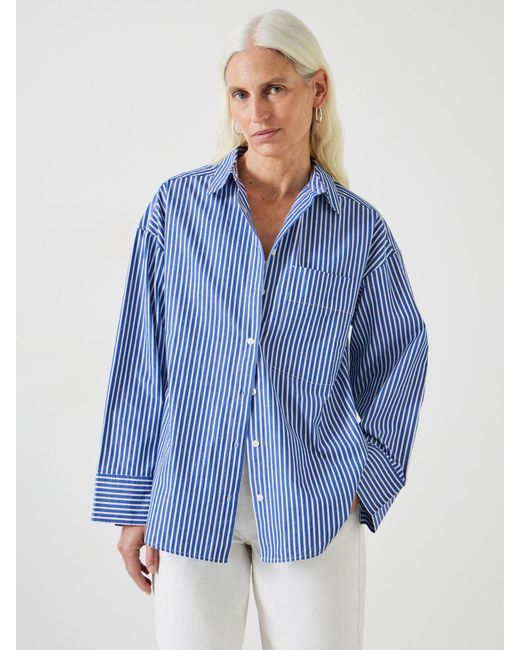 Hush Blue Indy Oversized Stripe Cotton Shirt