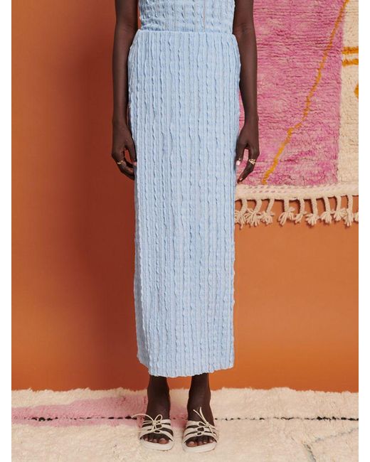 Ghospell Brown Jamila Textured Stretch Midi Skirt