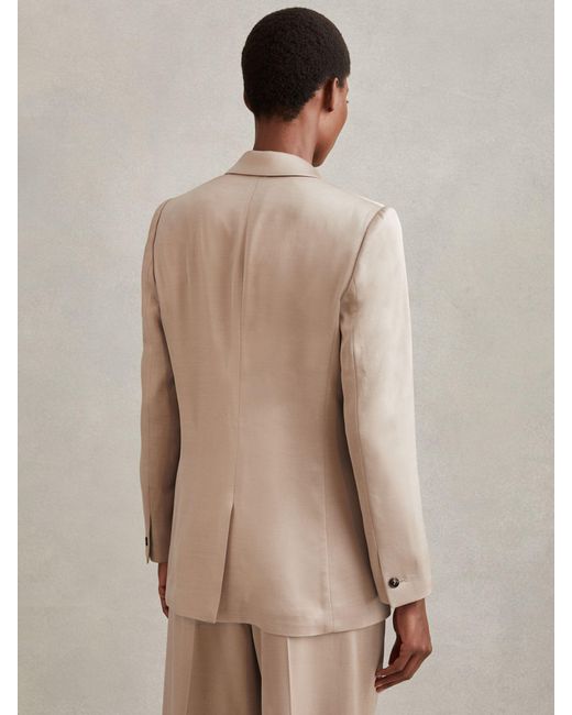 Reiss Natural Cole Single Breasted Satin Suit Blazer