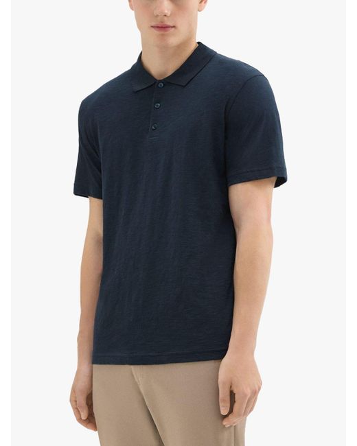 Theory Blue Bron Cosmos Slub Cotton Polo Shirt for men