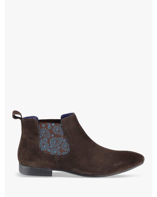 Silver Street London Brown Carnaby Suede Chelsea Boots for men