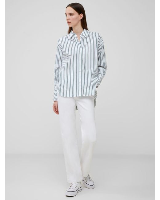 French Connection White Rhodes Poplin Sleeve Shirt
