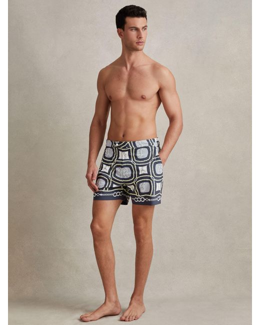 Reiss Multicolor Palm Chain Print Swim Shorts for men