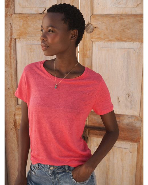 Nrby Pink Charlie Linen Crew Neck T-shirt