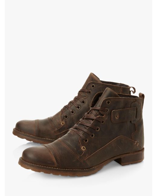 Dune Brown Simon Leather Boots for men