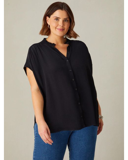 Live Unlimited Blue Curve Frill Collar Blouse