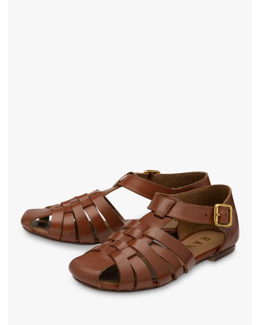 Ravel Brown Galston Leather Flat Sandals