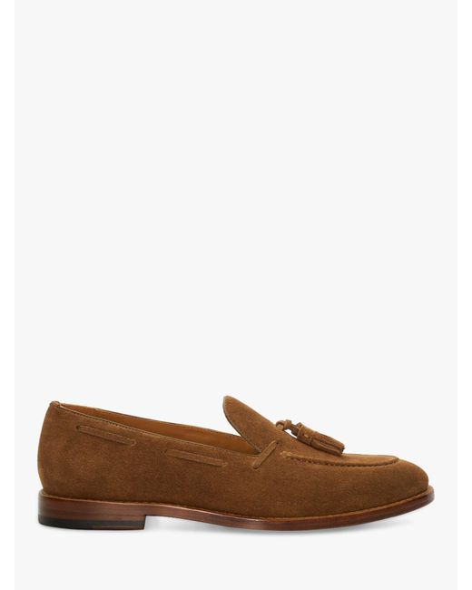Dune Brown Sandders Leather Tassel Loafers for men