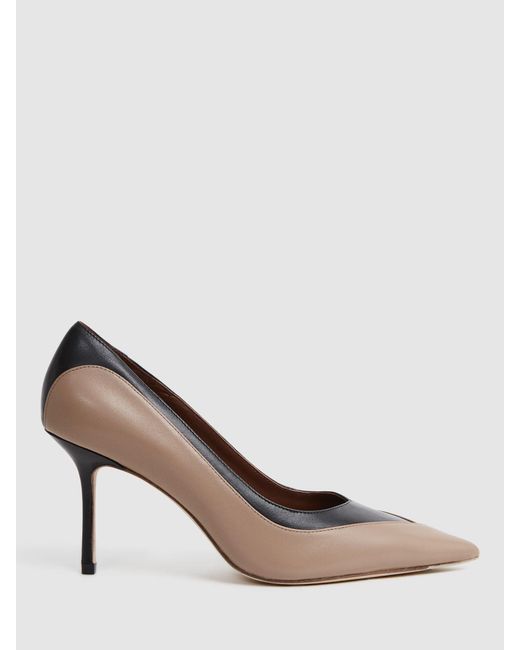 Reiss Multicolor Gwyneth High Heel Leather Court Shoes