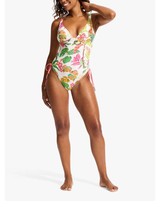 Seafolly Multicolor Tropica Leaf Print Swimsuit