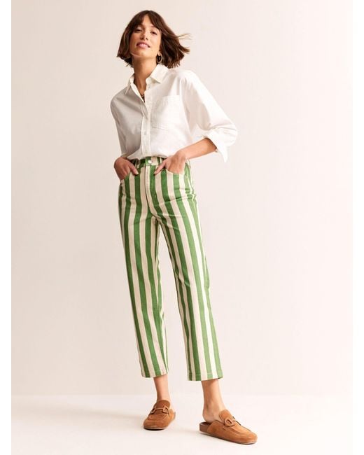 Boden Natural Striped Cotton Straight Jeans