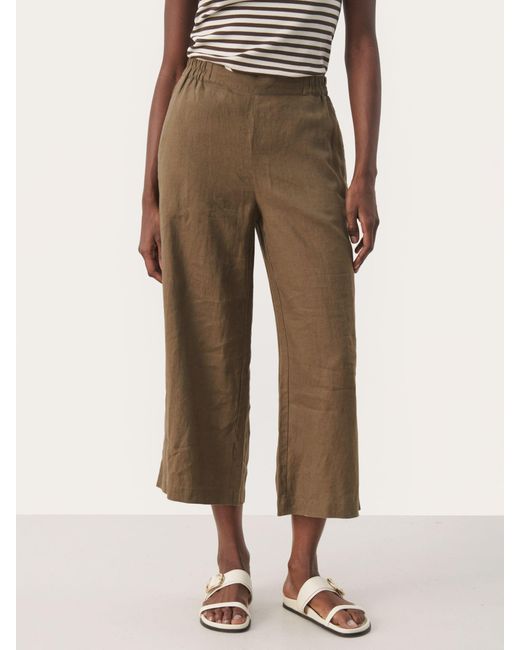 Part Two Natural Petrines Linen Wide Leg Cropped Trousers