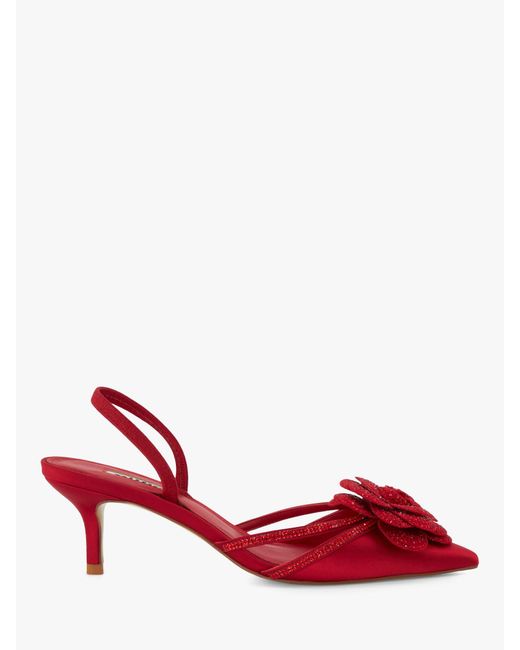 Dune Red Dancehall Satin Stiletto Court Shoes