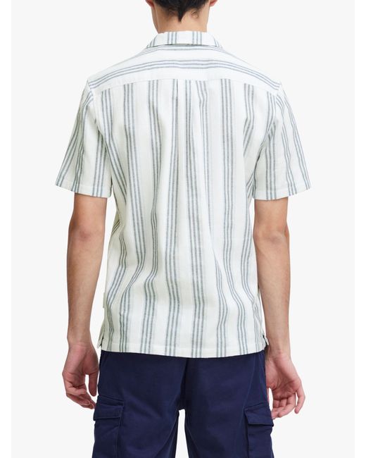 Casual Friday White Anton Short Sleeve Stripe Resort Shirt for men