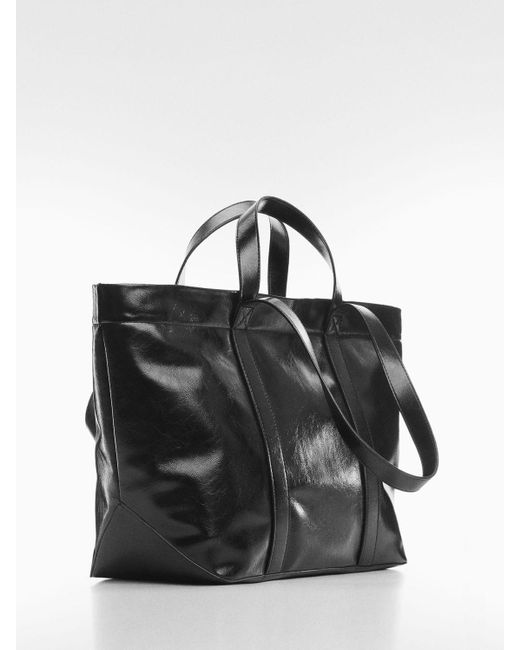 Mango Black Piscis Double Handle Shopper Bag