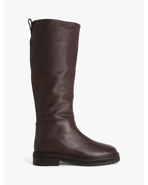 John Lewis Brown Tucker Leather Smart Cleated Knee High Boots