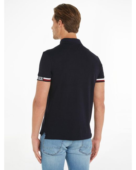 Tommy Hilfiger Black Monotype Slim Fit Polo Top for men