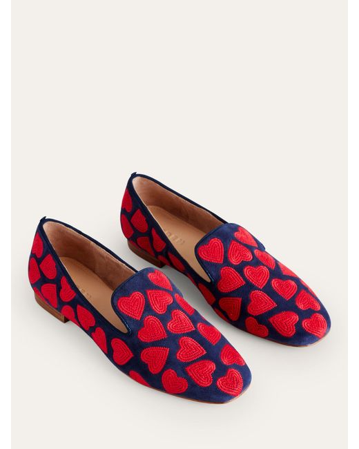 Boden Heart Embroidered Slipper Cut Loafers
