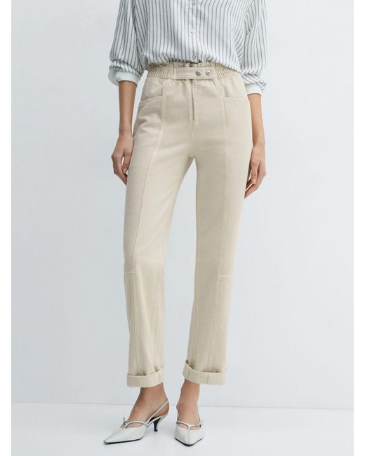 Mango Natural Camila High Rise Tapered Jeans