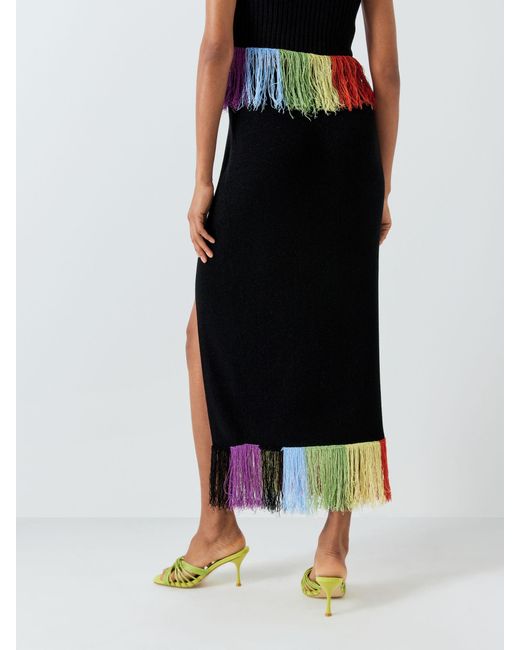 Olivia Rubin Black Faye Rainbow Fringe Skirt