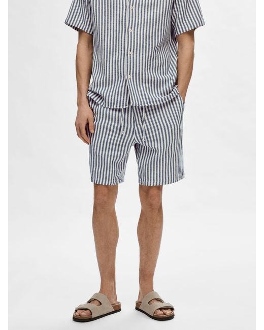 SELECTED Gray Stripe Shorts for men