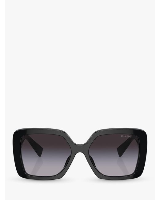 Miu Miu Black Mu10ys8 Rectangular Sunglasses