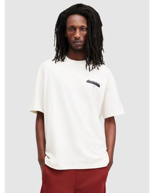 AllSaints White Redact Organic Cotton Short Sleeve Crew Neck T-shirt for men