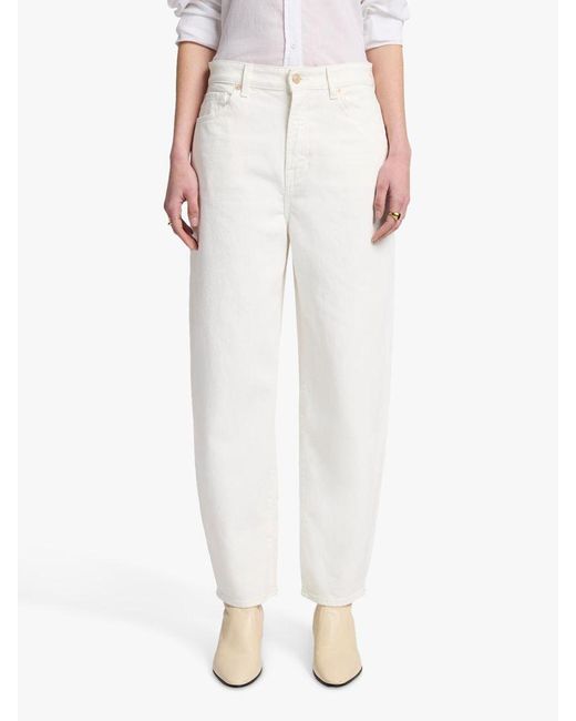 7 For All Mankind White Jayne Tapered Jeans