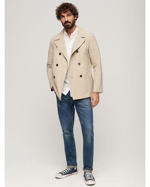 Superdry Natural The Merchant Store Twill Pea Coat for men