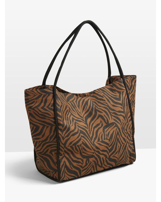 Hush Brown Vero Large Zebra Print Tote Bag
