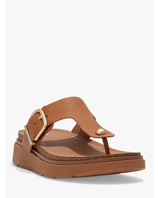 Fitflop Brown Leather Thong Wedge Sandals