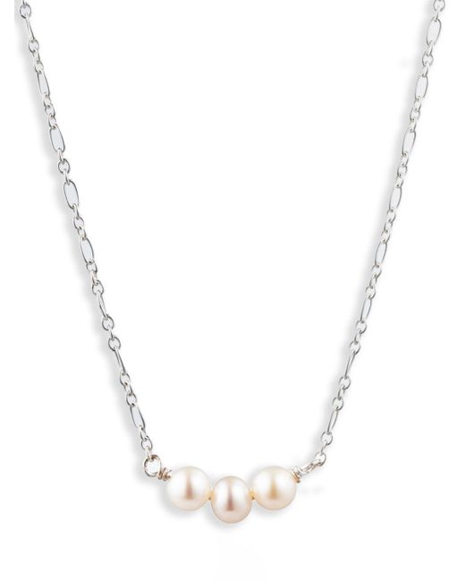 Ralph Lauren White Triple Freshwater Pearl Chain Necklace