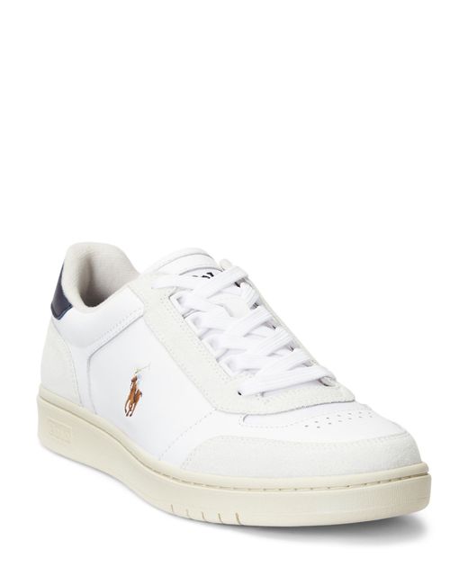 Ralph Lauren White Polo Leather Suede Court Trainers for men