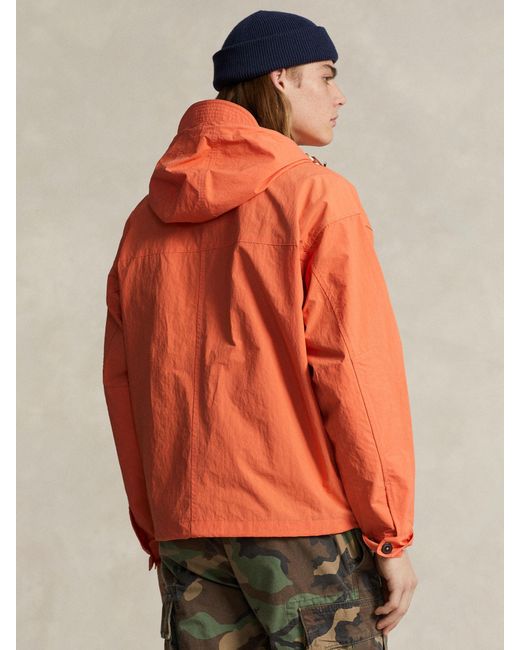 Ralph Lauren Orange Polo Caldwell Half Zip Hooded Jacket for men