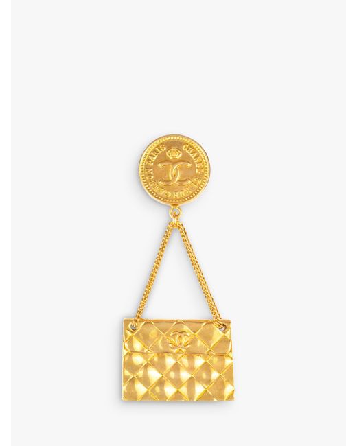 Susan Caplan Metallic Vintage Chanel Handbag Medallion Brooch