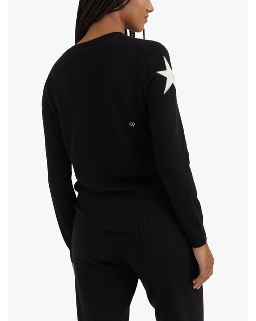 Chinti & Parker Black Star Sleeve Wool Cashmere Blend Jumper