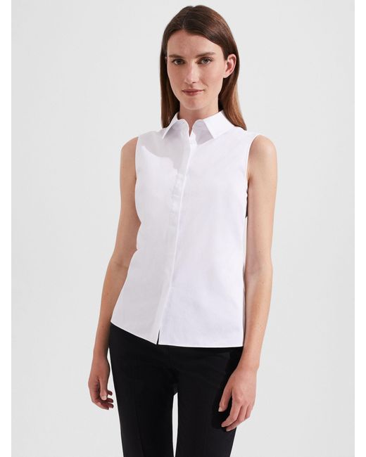 Hobbs White Vic Plain Sleeveless Shirt