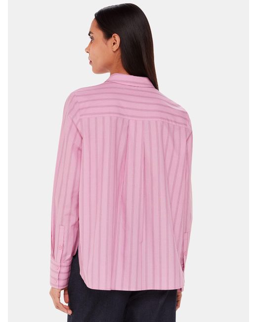 Whistles Pink Stripe Cotton Boxy Fit Shirt
