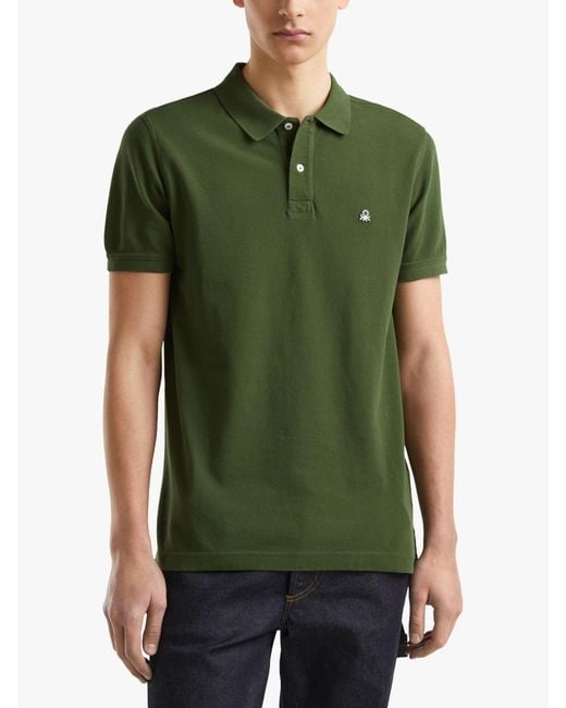 Benetton Green Short Sleeve Polo Shirt for men