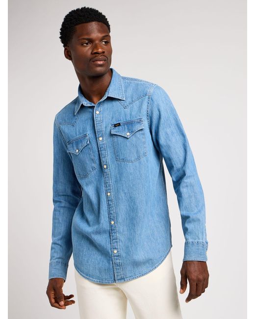 Lee Jeans Blue Regular Western Shirt for men