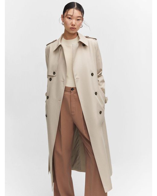 Mango Natural Chicago Waterproof Double Breasted Trench Coat