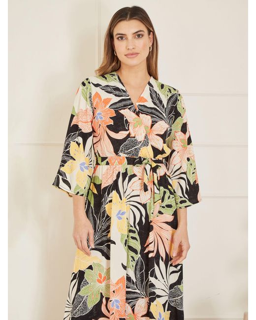Yumi' Natural Mela London Tropical Wrap Maxi Dress,