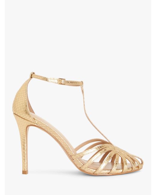 John Lewis Natural Melody Leather Caged Strappy Stiletto Sandals